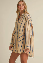 Load image into Gallery viewer, Oversized Stripe Shirt Dress Beige
