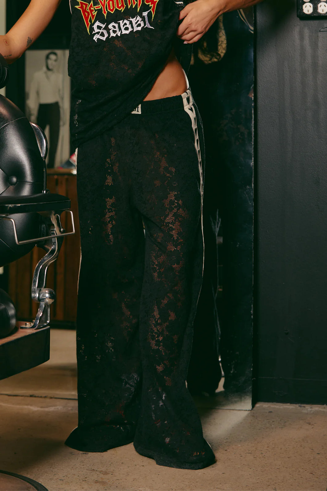 SABBI RAVING HEART LACE PANT - BLACK