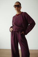 Load image into Gallery viewer, CASPIA LONG SLEEVE CREW NECK KNIT TOP - PLUM STRIPE
