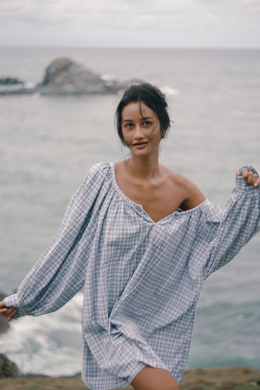 BARE ROAD CLOUDY DRESS in Cloud Plaid