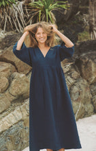 Load image into Gallery viewer, THE BARE ROAD - HOLIDAY WRAP DRESS NAVY
