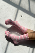 Load image into Gallery viewer, STRIPED BOYFRIEND SOCKS - PINK WHITE STRIPE
