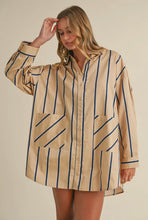 Load image into Gallery viewer, Oversized Stripe Shirt Dress Beige
