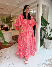 Load image into Gallery viewer, La Bohème Girls Essie V Neck Maxi Dress Coral Oat Leopard

