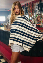 Load image into Gallery viewer, Striped Oversize Crewneck Jumper - Navy
