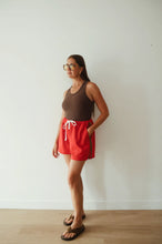 Load image into Gallery viewer, By Billie EVERYDAY SHORTS - BURNT RED/BROWN STRIPE
