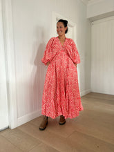 Load image into Gallery viewer, La Bohème Girls Essie V Neck Maxi Dress Coral Oat Leopard
