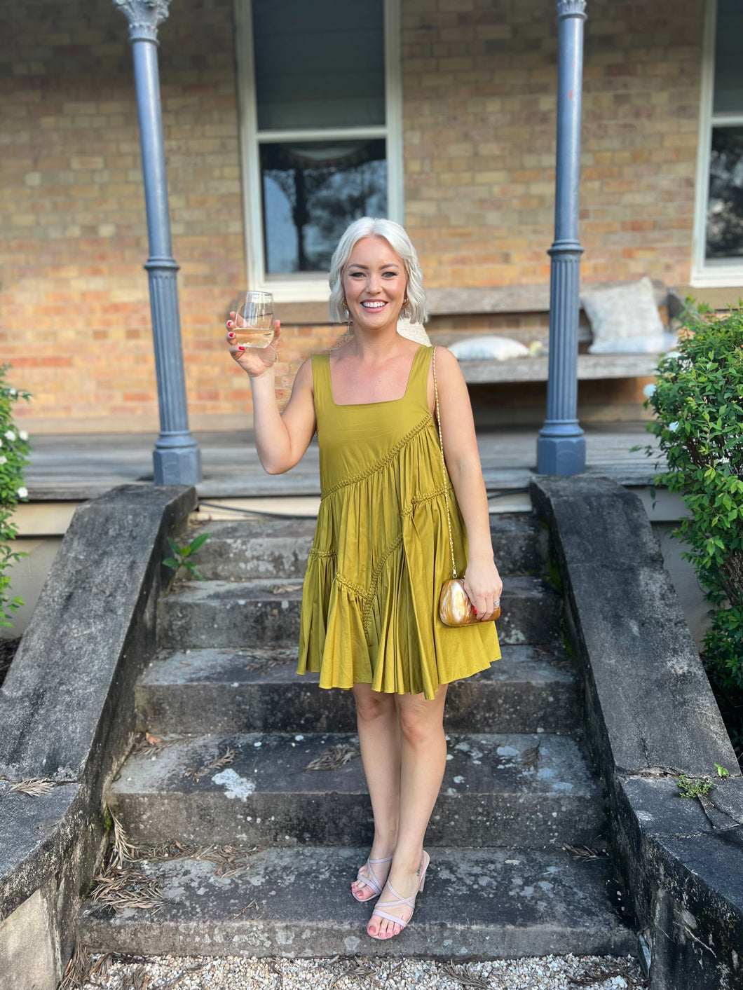 AJE Casabianca Sleeveless Olive Dress