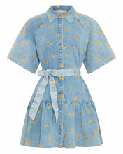 Load image into Gallery viewer, La Bohème Girls Moxie Mini Dress Denim Hearts
