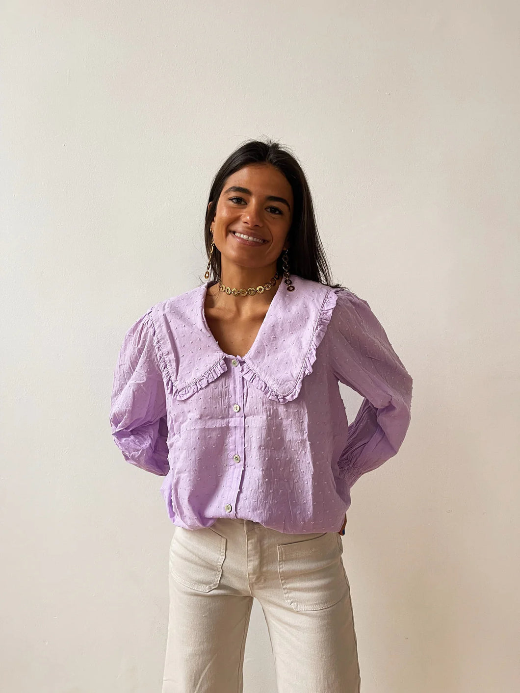 Chiara Collared Lavender Shirt