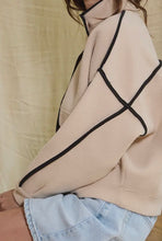 Load image into Gallery viewer, Taupe Bomber Jacket with Contrast Piping
