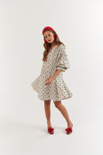 Load image into Gallery viewer, La Bohème Girls Poppy Mini Dress Oat Polka
