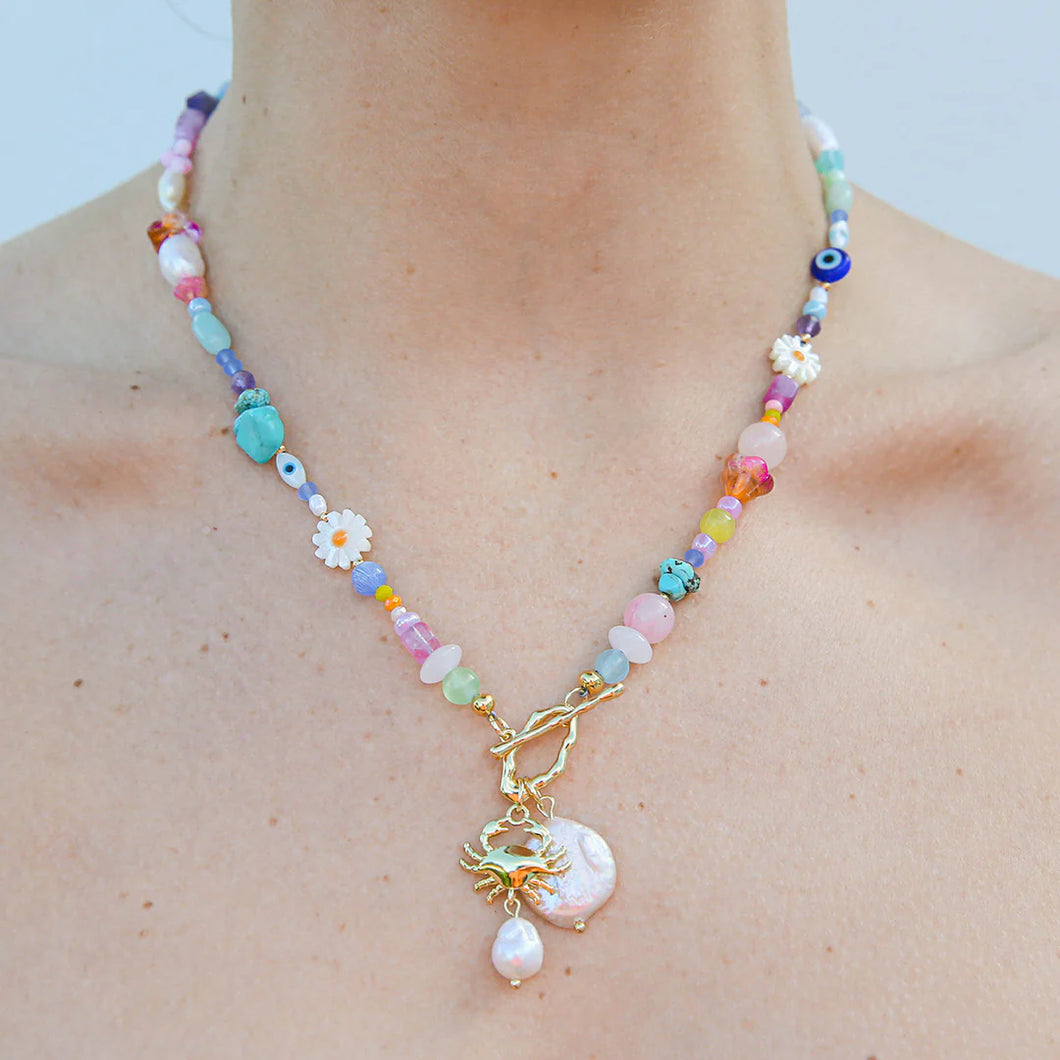 Rainbow Fob Crab Necklace