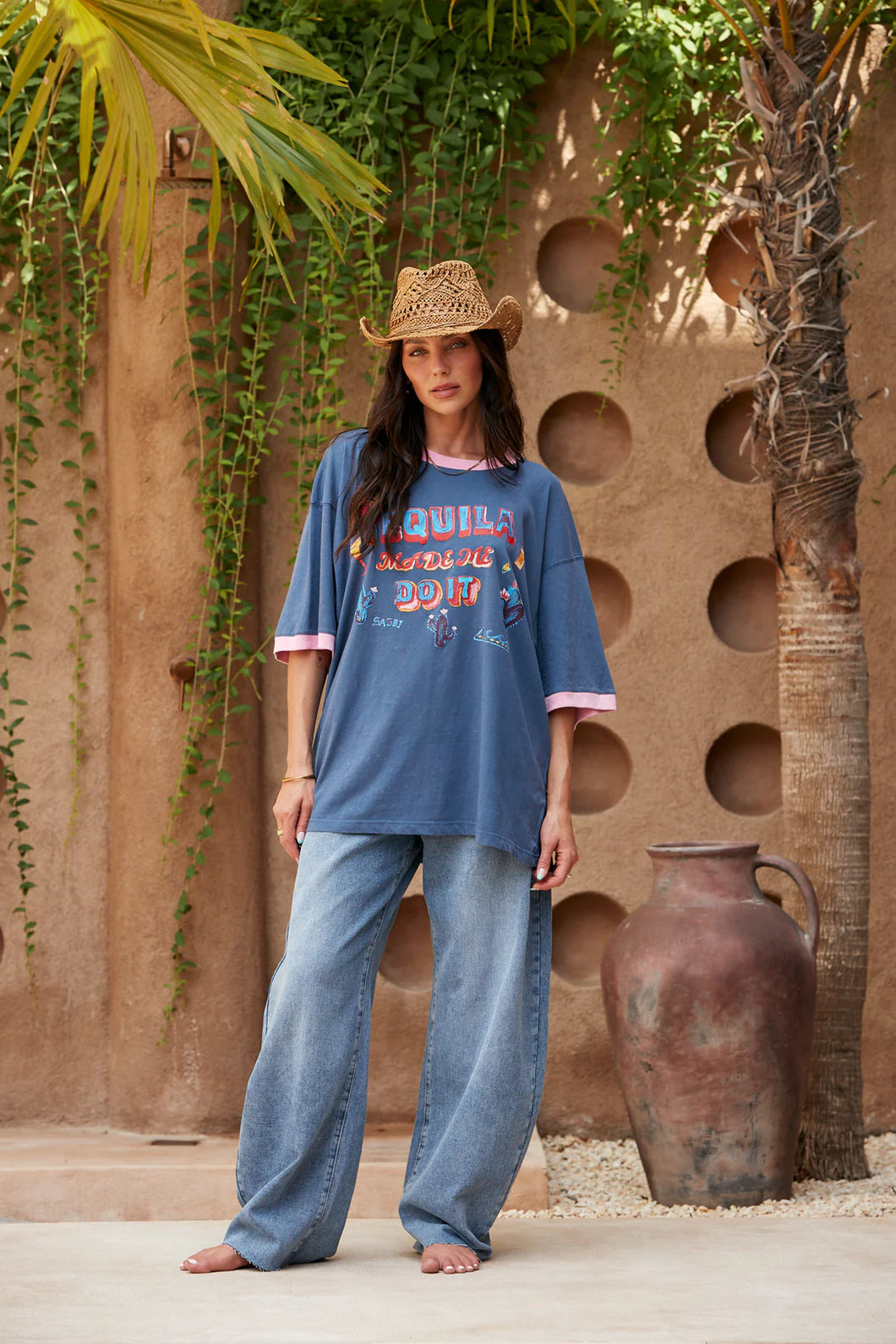 SABBI THE VERY OVERSIZED TEQUILA MADE ME DO IT TEE - BLUE