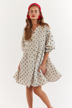 Load image into Gallery viewer, La Bohème Girls Poppy Mini Dress Oat Polka
