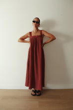 Load image into Gallery viewer, JUNO LACE NECK SLIP DRESS -   CHOCOLATE W BABY BLUE POLKA DOT
