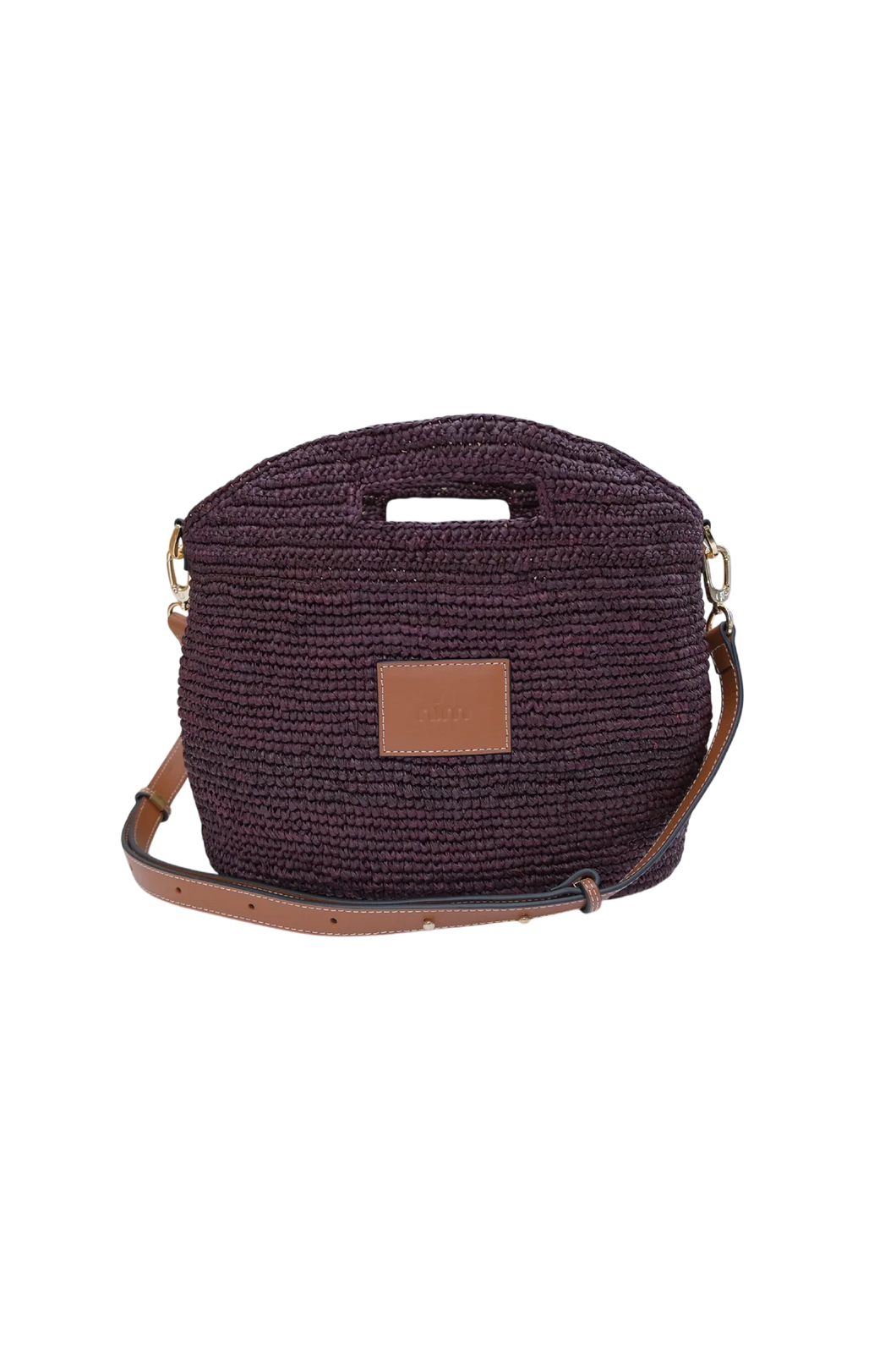NIM LEATHER TRIM RAFFIA BB - COCOA