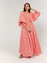 Load image into Gallery viewer, La Bohème Girls Essie V Neck Maxi Dress Coral Oat Leopard
