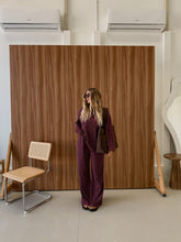 Load image into Gallery viewer, CASPIA WIDE LEG KNIT PANTS - PLUM STRIPE
