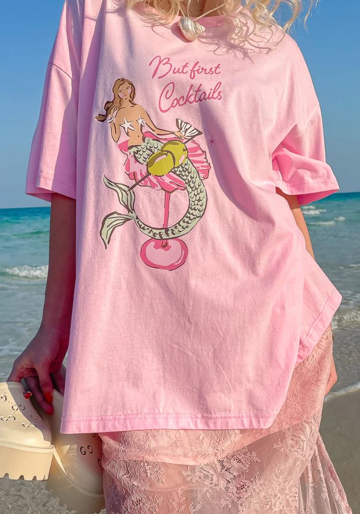 PALM COLLECTIVE - MERMAID COCKTAIL T-SHIRT | PINK