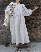 Load image into Gallery viewer, Asha Ticking Stripe Dress - Handwoven Organic Cotton
