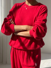 Load image into Gallery viewer, LE BON SHOPPE POINTELLE CORE SWEATSHIRT - RED APPLE
