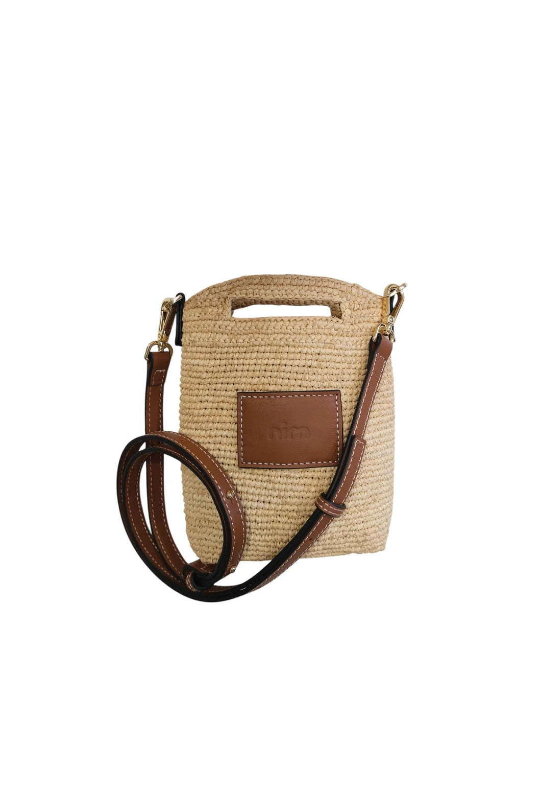 NIM LEATHER TRIMMED RAFFIA POCKET - NATURAL