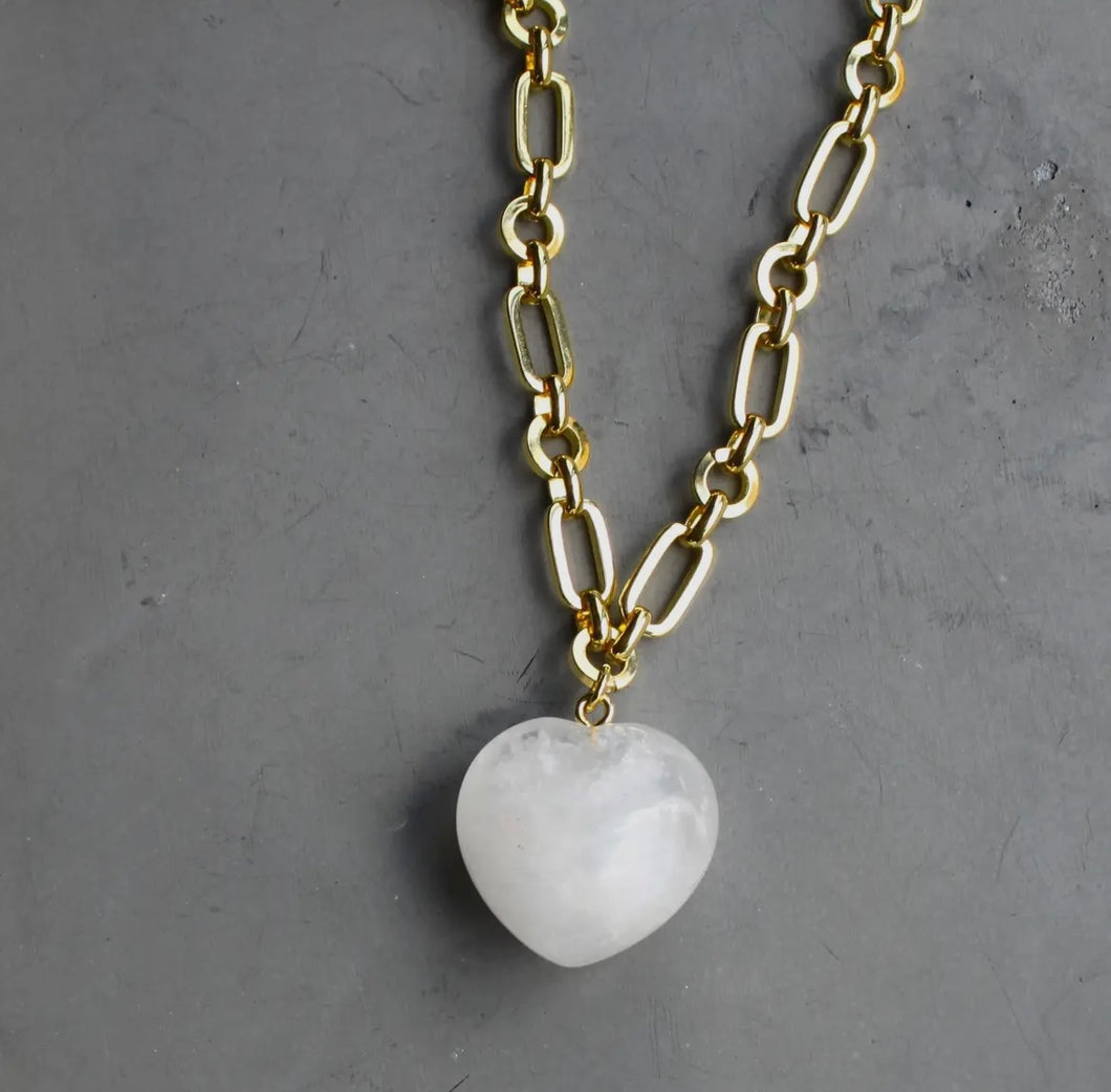 Stone Heart Pendant Necklace