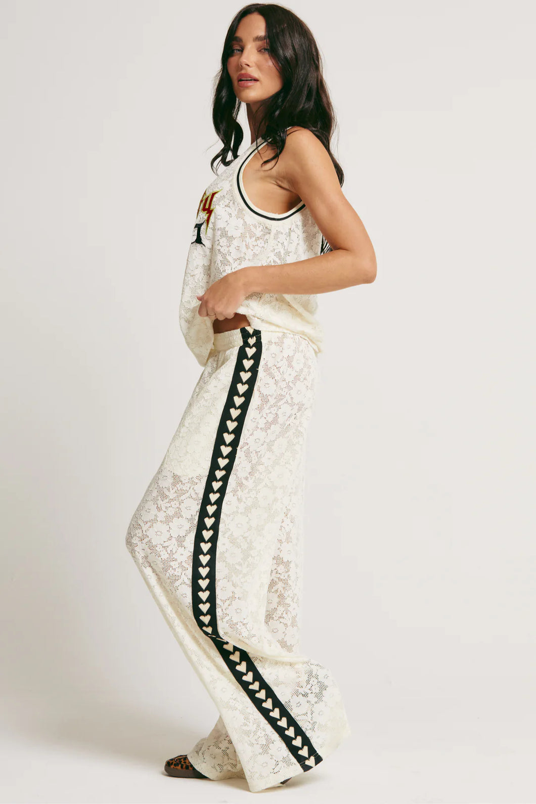 SABBI RAVING HEART LACE PANTS - CREAM