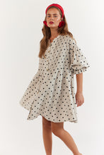 Load image into Gallery viewer, La Bohème Girls Poppy Mini Dress Oat Polka
