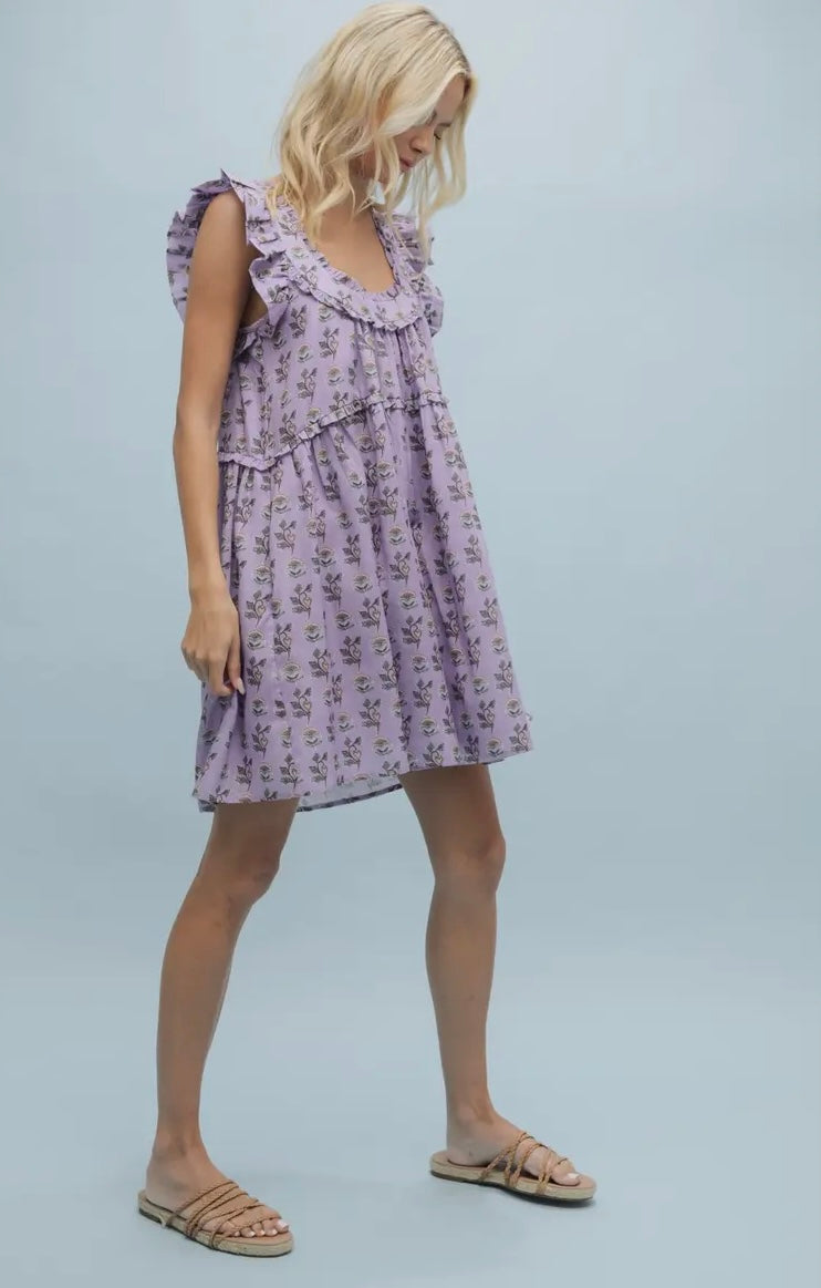 Floral Ruffle Lavender Dress