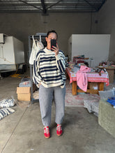 Load image into Gallery viewer, Striped Oversize Crewneck Jumper - Navy
