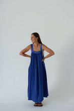 Load image into Gallery viewer, JUNO LACE NECK SLIP DRESS - COBALT
