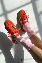 Load image into Gallery viewer, STRIPED BOYFRIEND SOCKS - PINK WHITE STRIPE
