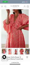 Load image into Gallery viewer, La Bohème Girls Essie V Neck Maxi Dress Coral Oat Leopard
