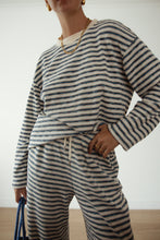 Load image into Gallery viewer, CASPIA LONG SLEEVE CREW NECK KNIT TOP - BLUE STRIPE

