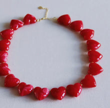 Load image into Gallery viewer, Heart Bead Necklace - Red
