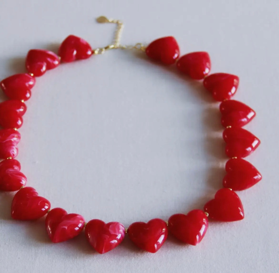 Heart Bead Necklace - Red *PRE ORDER*