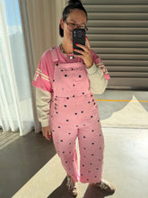 Load image into Gallery viewer, Pink Polka Dot Cotton Overalls

