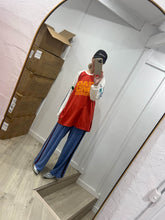 Load image into Gallery viewer, La Bohème Girls Vivi Terry Pant Cornflower Blue + Plum
