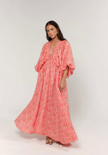 Load image into Gallery viewer, La Bohème Girls Essie V Neck Maxi Dress Coral Oat Leopard
