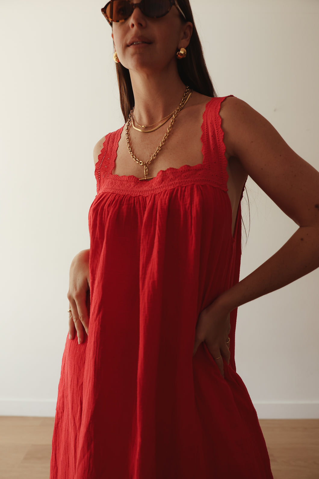 JUNO SLIP DRESS - RED