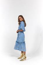 Load image into Gallery viewer, La Bohème Girls Moxie Midi Dress Denim Hearts
