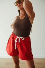 Load image into Gallery viewer, By Billie EVERYDAY SHORTS - BURNT RED/BROWN STRIPE
