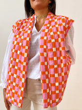 Load image into Gallery viewer, Gingham Vest - Orange/Pink
