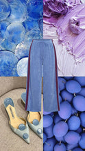 Load image into Gallery viewer, La Bohème Girls Vivi Terry Pant Cornflower Blue + Plum
