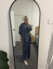 Load image into Gallery viewer, YUMI SHIRT + IVY PANT NAVY PINSTRIPE SET
