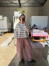 Load image into Gallery viewer, Cotton Stripe Crew Neck Long Sleeve - Blue/Camel
