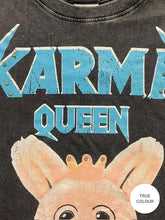 Load image into Gallery viewer, SABBI KARMA QUEEN TEE - BLACK ACID WASH

