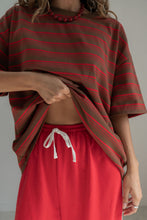 Load image into Gallery viewer, Hall Store SCOTTI STRIPEY TEE RED/BROWN
